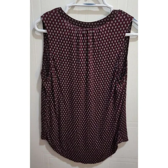 Ann Taylor Loft Women's Sleeveless V Neck Blouse Top Deep Red Polyester Blend M - Picture 7 of 8